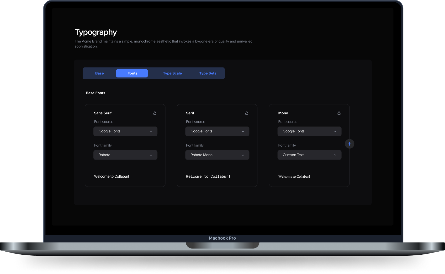 laptop with collabur typography screen